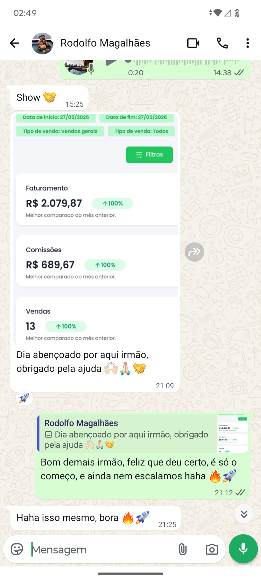 Print de resultado real de aluno #1