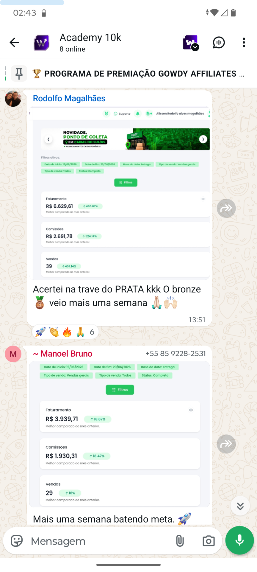 Print de resultado real de aluno #9